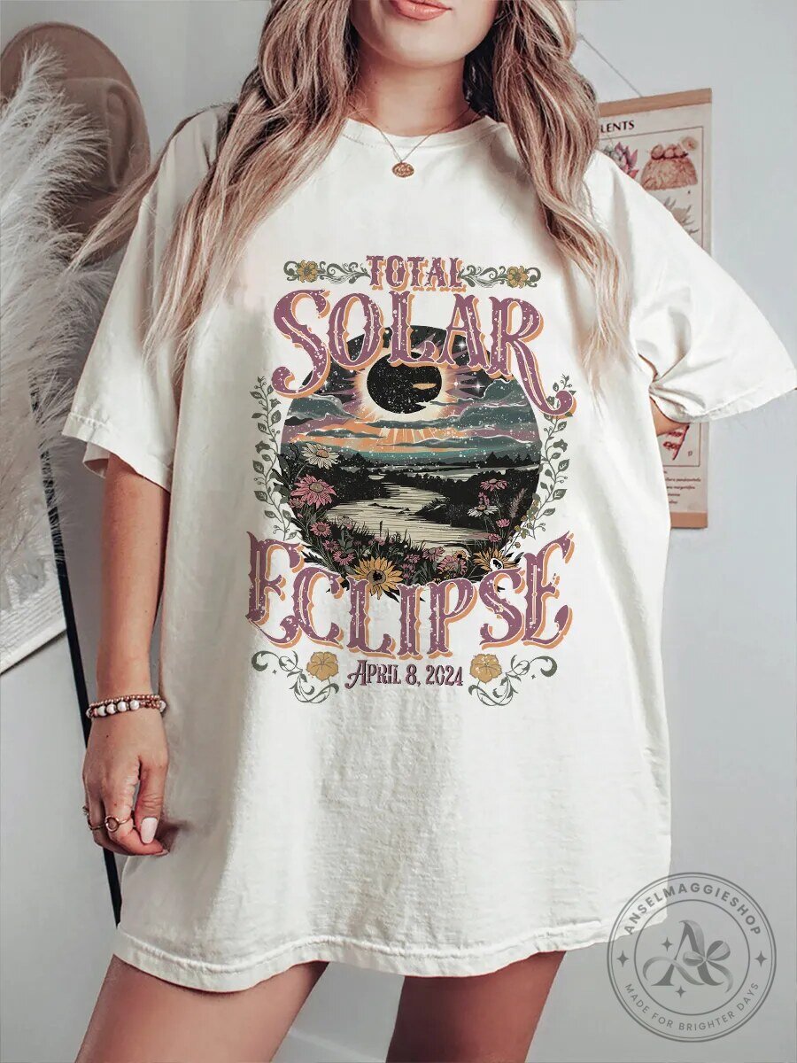 Total Solar Eclipse April 8 2024 Vintage Celestial Event T-Shirt
