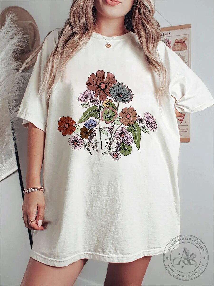 Vintage Boho Floral Bouquet T-Shirt