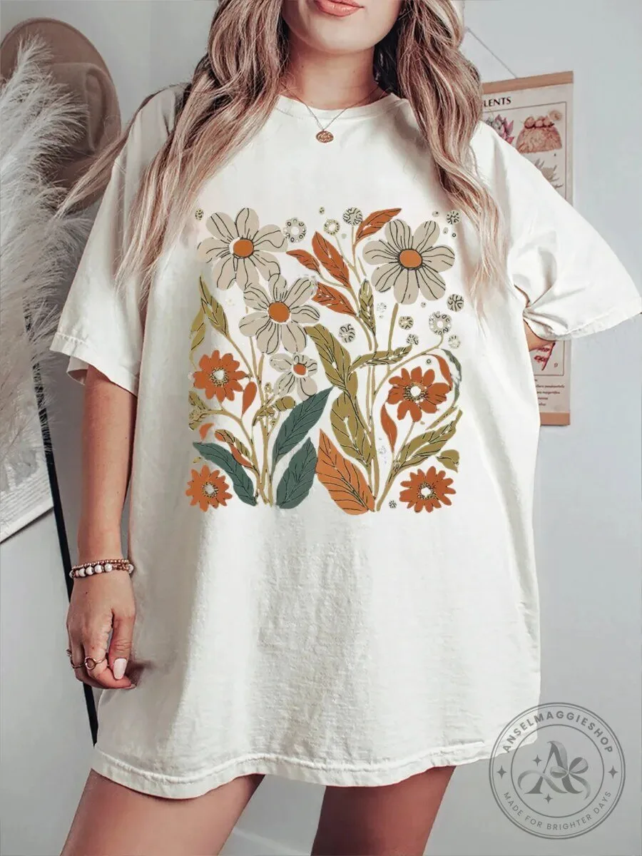 Vintage Boho Wildflowers Graphic T-Shirt