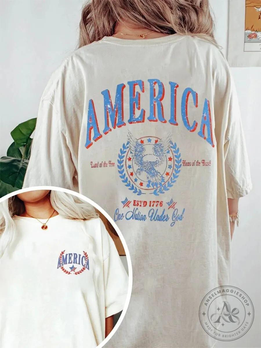 America Land of the Free Home of the Brave Patriotic T-Shirt