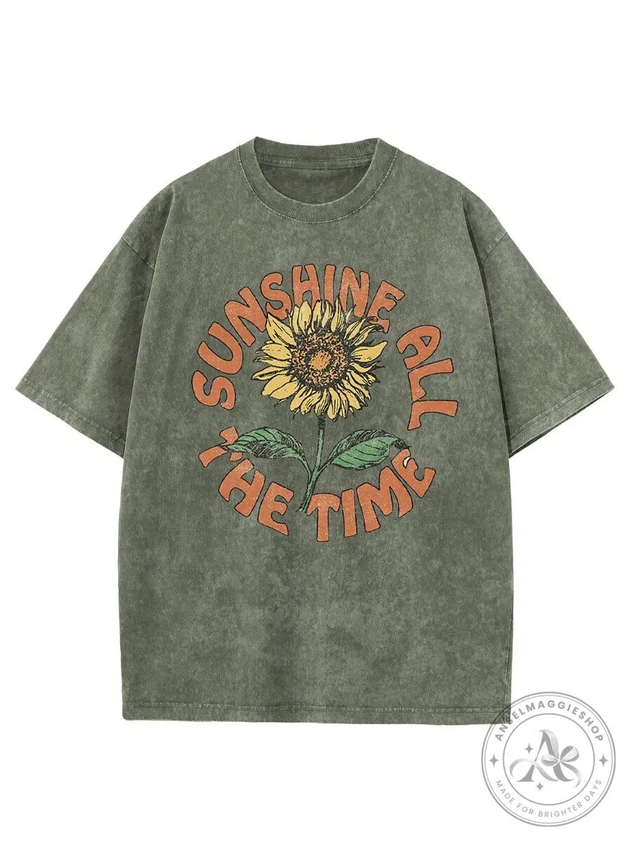 Vintage Sunflower Sunshine All The Time Washed T-Shirt