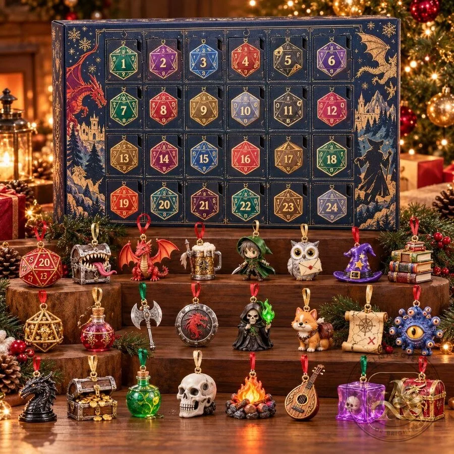 Dungeons & Dragons Dice Advent Calendar 24-Day Christmas Surprise Gift Box for Dice Collectors