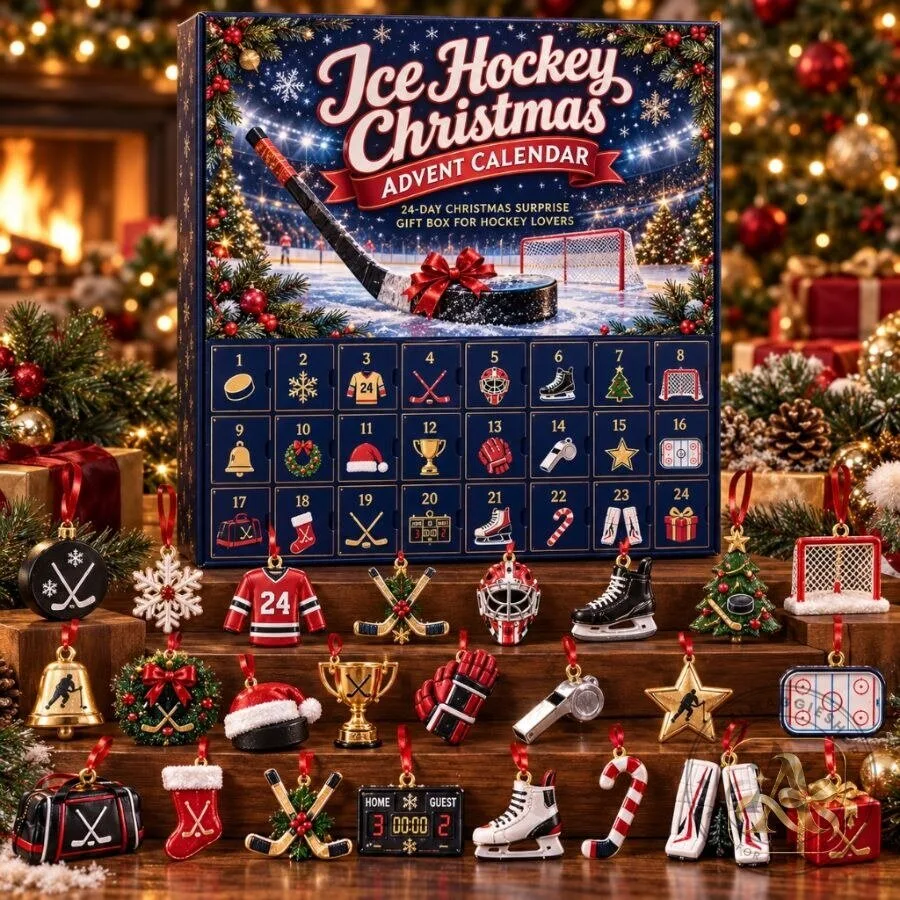 Ice Hockey Advent Calendar 24-Day Christmas Surprise Gift Box for Hockey Lovers