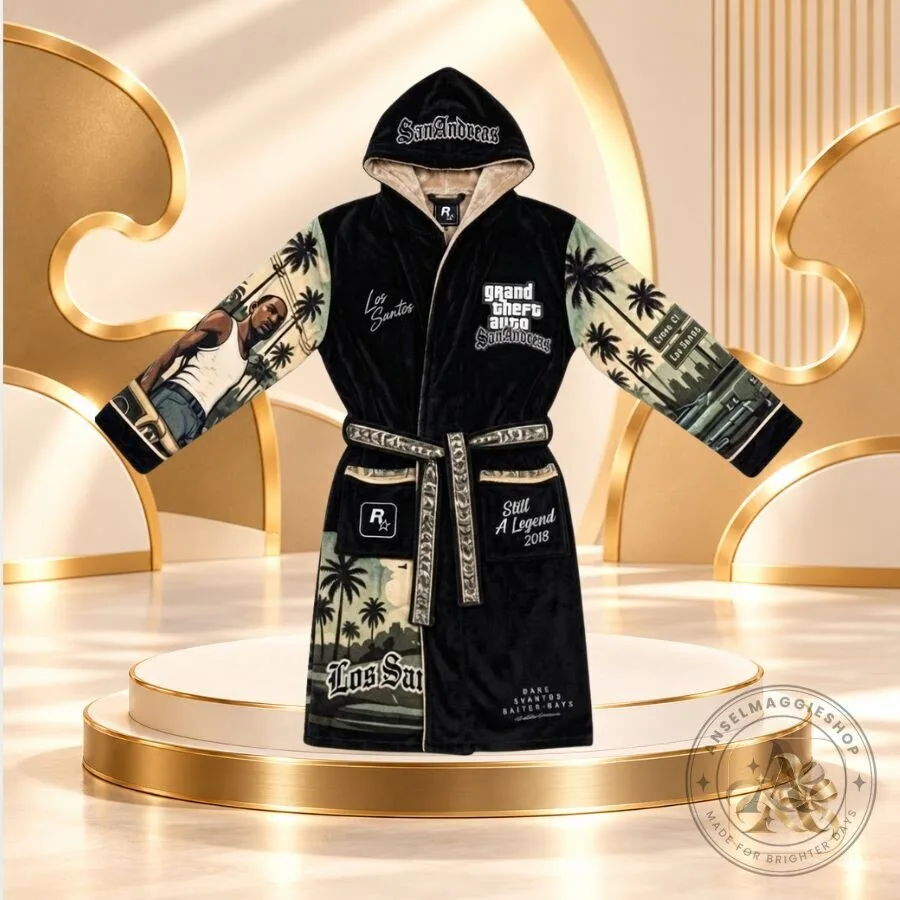 GTA San Andreas Los Santos Hooded Bathrobe Gaming Cosplay Bath Robe for Fans
